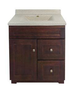 CraftMark CherryVale Shaker Cherry 30 In. W x 34 In. H x 21 In. D Vanity Base, 1 Door/2 Drawer