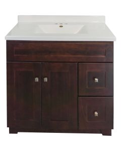 CraftMark CherryVale Shaker Cherry 36 In. W x 34 In. H x 21 In. D Vanity Base, 2 Door/2 Drawer