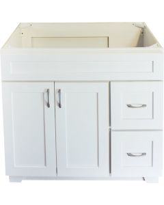 CraftMark Shaker Retreat White 36 In. W x 34 In. H x 21 In. D Vanity Base, 2 Door/2 Drawer