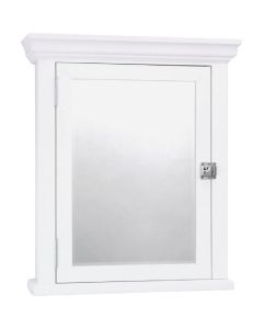 Zenith American White 22.25 In. W x 27.25 In. H x 5.75 In. D Single Mirror Surface Mount Crown Pediment Medicine Cabinet