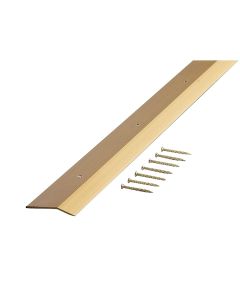 M-D Satin Brass Smooth 2 In. x 6 Ft. Aluminum Carpet Trim Bar, Extra Wide