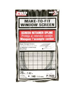 Prime-Line 0.140 In. Dia. x 25 Ft. L. Gray Vinyl Screen Retainer Spline