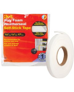 Do it 3/4" W x 1/4" T x 17' L White Foam Weatherstrip Tape