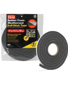 Do it Best 1/2" W x 9/16" T x 10' L Black Foam Weatherstrip Tape