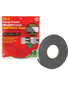 Do it Best 3/8" W x 3/16" T x 17' L Charcoal Foam Weatherstrip Tape