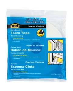 M-D 1/2" W x 1/4" T x 17' L White Foam Weatherstrip Tape