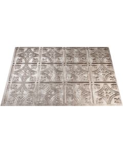 Fasade 18 In. x 24 In. Thermoplastic Backsplash Panel, Cross Hatch Silver Traditional 1