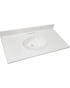 CraftMark 49 In. x 22 In. Cultured Marble Solid High Gloss White Vanity Top with Round Bowl