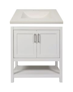 Modular Monaco White 30 In. W x 21 In. D x 34-1/2 In. H  Vanity with White Cultured Marble Top