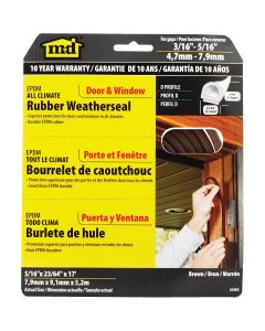 M-D Brown 17' 23/64" Rubber Weatherstrip