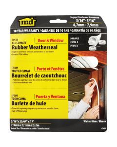 M-D White 17' 23/64" Rubber Weatherstrip