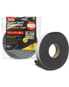 Do it Best 1-1/4" W x 7/16" T x 10' L Black Foam Weatherstrip Tape