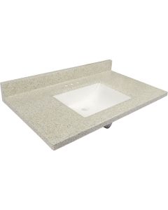 Modular Vanity Tops 37 In. W x 22 In. D Dune Cultured Marble Vanity Top with Rectangular Wave Bowl