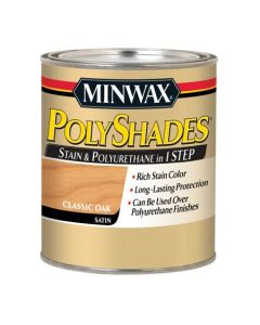 1 Qt Minwax 61370 Classic Oak PolyShades Wood Stain And Polyurethane Satin