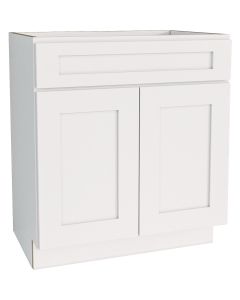 CraftMark Plymouth Shaker 30 In. W x 24 In. D x 34.5 In. H Ready To Assemble White Sink Base Kitchen Cabinet