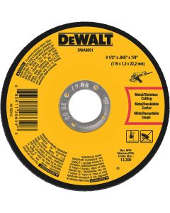 DEWALT Type 1 4-1/2 In. x 0.045 In. x 7/8 In. Metal/Stainless Cut-Off Wheel