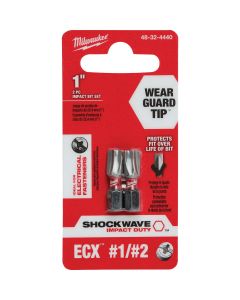 Milwaukee SHOCKWAVE #2 ECX 1 In. Insert Impact Screwdriver Bit (2-Pack)