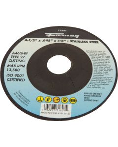 Forney Type 27 4-1/2 In. x 0.045 In. x 7/8 In. Stainless Cut-Off Wheel