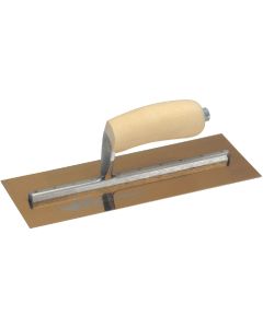 Marshalltown 4-1/2 In. x 11 In. Golden Stainless Steel Finishing Trowel with Curved Wood Handle