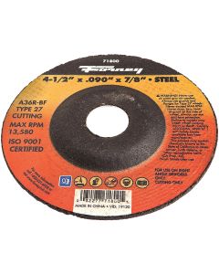 Forney Type 27 4-1/2 In. x 0.090 In. x 7/8 In. Steel Cut-Off Wheel