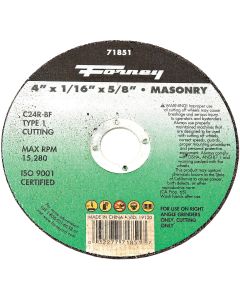 Forney Type 1 4 In. x 1/16 In. x 5/8 In. Masonry Cut-Off Wheel