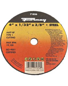 Forney Type 1 4 In. x 1/32 In. x 3/8 In. SteelCut-Off Wheel