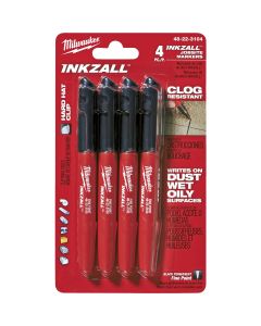 Milwaukee INKZALL Fine Point Black Job Site Marker (4-Pack)