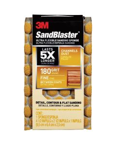 3M SandBlaster Ultra Flexible 2-1/2 In. x 4-1/2 In. x 1 In. 180 Grit Fine Sanding Sponge