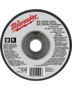 Milwaukee Type 1 6 In. x 0.045 In. x 7/8 In. Metal/Stainless Cut-Off Wheel