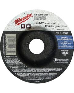 Milwaukee Type 27 4-1/2 In. x 1/8 In. x 7/8 In. Pipeline-Cutting/Grinding Cut-Off Wheel