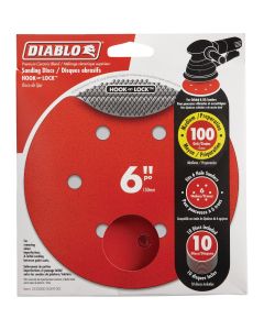 Diablo 6 In. 100-Grit 6-Hole Pattern Vented Sanding Disc with Hook and Lock Backing (10-Pack)