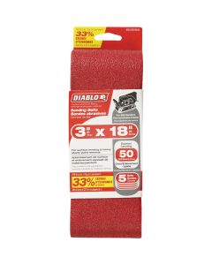 Diablo 3 In. x 18 In. 50 Grit General Purpose Sanding Belt (5-Pack)