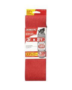 Diablo 3 In. x 21 In. 120 Grit General Purpose Sanding Belt (5-Pack)