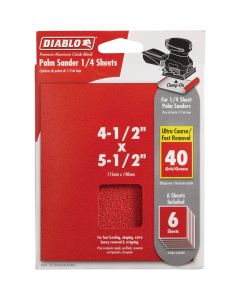 Diablo Clamp-On 40 Grit 4-1/2 In. x 5-1/2 In. 1/4 Power Sanding Sheet Sandpaper (6-Pack)