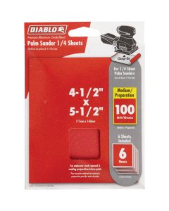 Diablo Clamp-On 100 Grit 4-1/2 In. x 5-1/2 In. 1/4 Sheet Sandpaper (6-Pack)