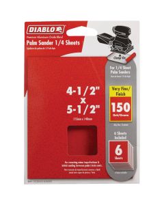 Diablo Clamp-On 150 Grit 4-1/2 In. x 5-1/2 In. 1/4 Sheet Power Sanding Sheet (6-Pack)