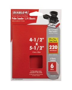 Diablo Clamp-On 220 Grit 4-1/2 In. x 5-1/2 In. 1/4 Sheet Power Sanding Sheet (6-Pack)