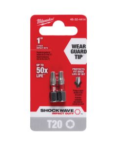 Milwaukee SHOCKWAVE T20 TORX 1 In. Insert Impact Screwdriver Bit (2-Pack)