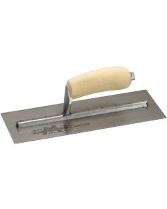 Marshalltown 4-1/2 In. x 11-1/2 In. High Carbon Steel Finishing Trowel with Curved Wood Handle