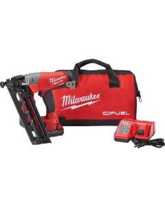 Milwaukee M18 FUEL 18 Volt Lithium-Ion Brushless 16-Gauge 2-1/2 In. Angled Cordless Finish Nailer Kit