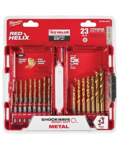 Milwaukee SHOCKWAVE 23-Piece Impact Duty Titanium Hex Shank Drill Bit Set, 1/16 In. thru 3/8 In.