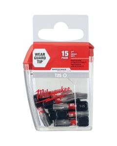 Milwaukee SHOCKWAVE T25 TORX 1 In. Insert Impact Screwdriver Bit (15-Pack)