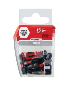 Milwaukee SHOCKWAVE T20 TORX 1 In. Insert Impact Screwdriver Bit (15-Pack)