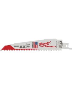 Milwaukee SAWZALL The AX 6 In. 5 TPI Wood w/Nails Demolition Reciprocating Saw Blade, Bulk (25-Pack)