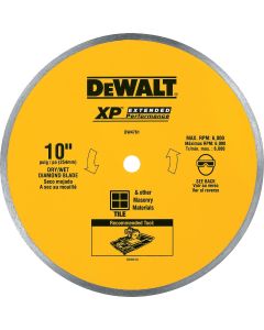 DEWALT Extended Performance 10 In. Continuous Rim Dry/Wet Cut Tile Diamond Blade