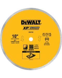 DEWALT Extended Performance 10 In. Continuous Rim Dry/Wet Cut Tile Diamond Blade