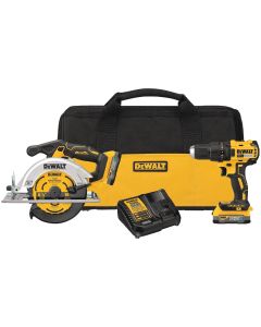 DeWalt 2-Tool 20V MAX Lithium-Ion Brushless Drill/Driver & Circular Saw Cordless Tool Combo Kit with 2 POWERSTACK Batteries