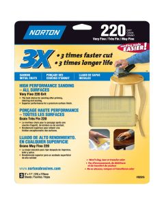 9" x 11" Norton 02616 ProSand Sanding Sheet 220-Grit, 3-Pack