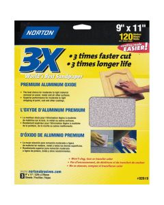 9" x 11" Norton 02619 ProSand Sanding Sheet 120-Grit, 3-Pack