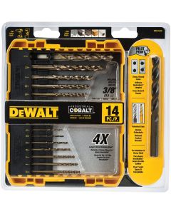 DEWALT 14-Piece Cobalt Drill Bit Set, 1/16 In. thru 3/8 In.